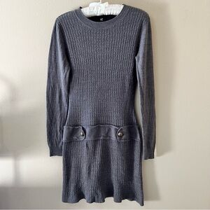 Vintage IZ Byer Knit Sweater Dress M Medium Gray Drop Waist Dark Academia Y2K